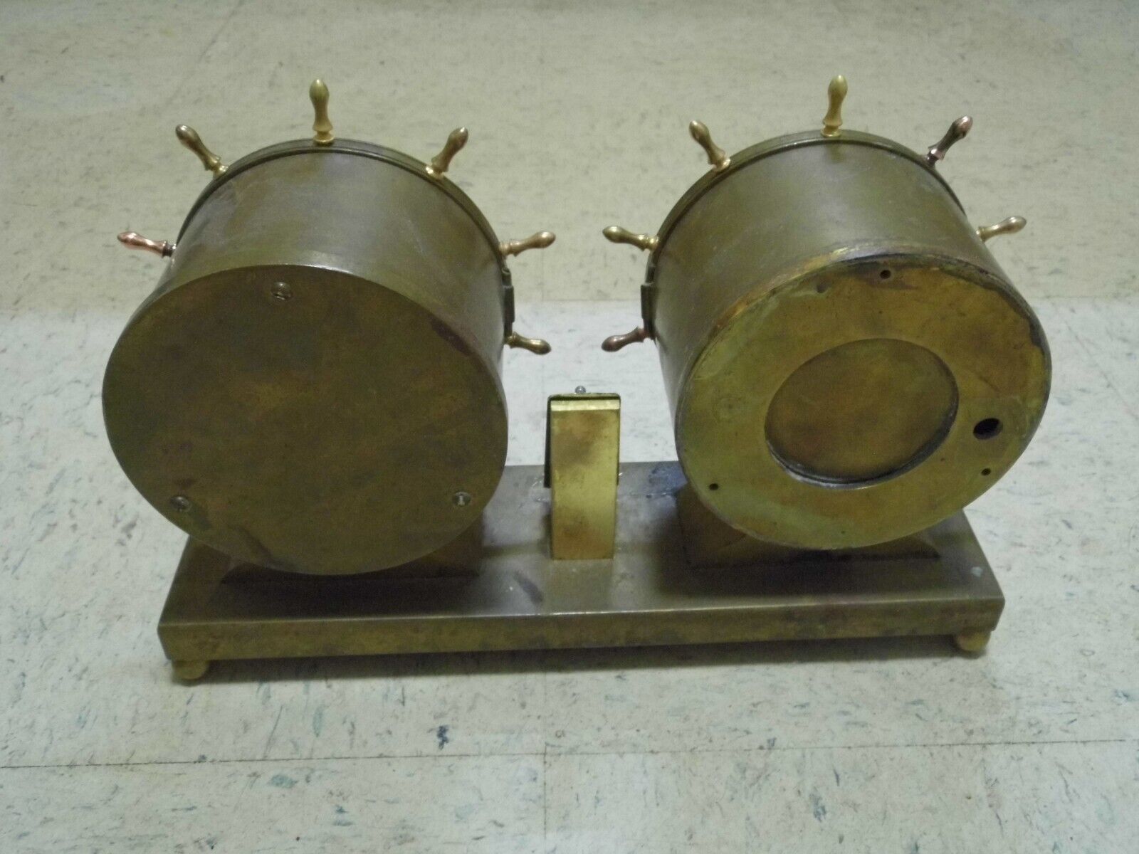 Waterbury Brass Ships Wheel Clock & Barometer Weather Station