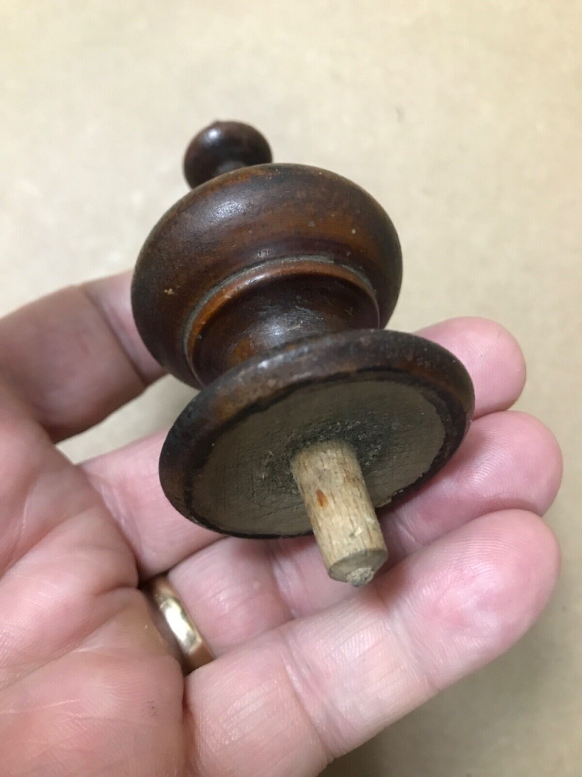 19th Century Mahogany Clock/Bed Finial With Original Patina