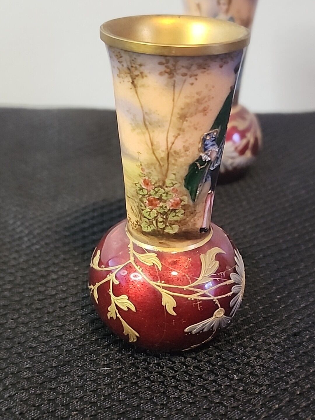 Pair of Rare 1800s Miniature French Limoge Vases