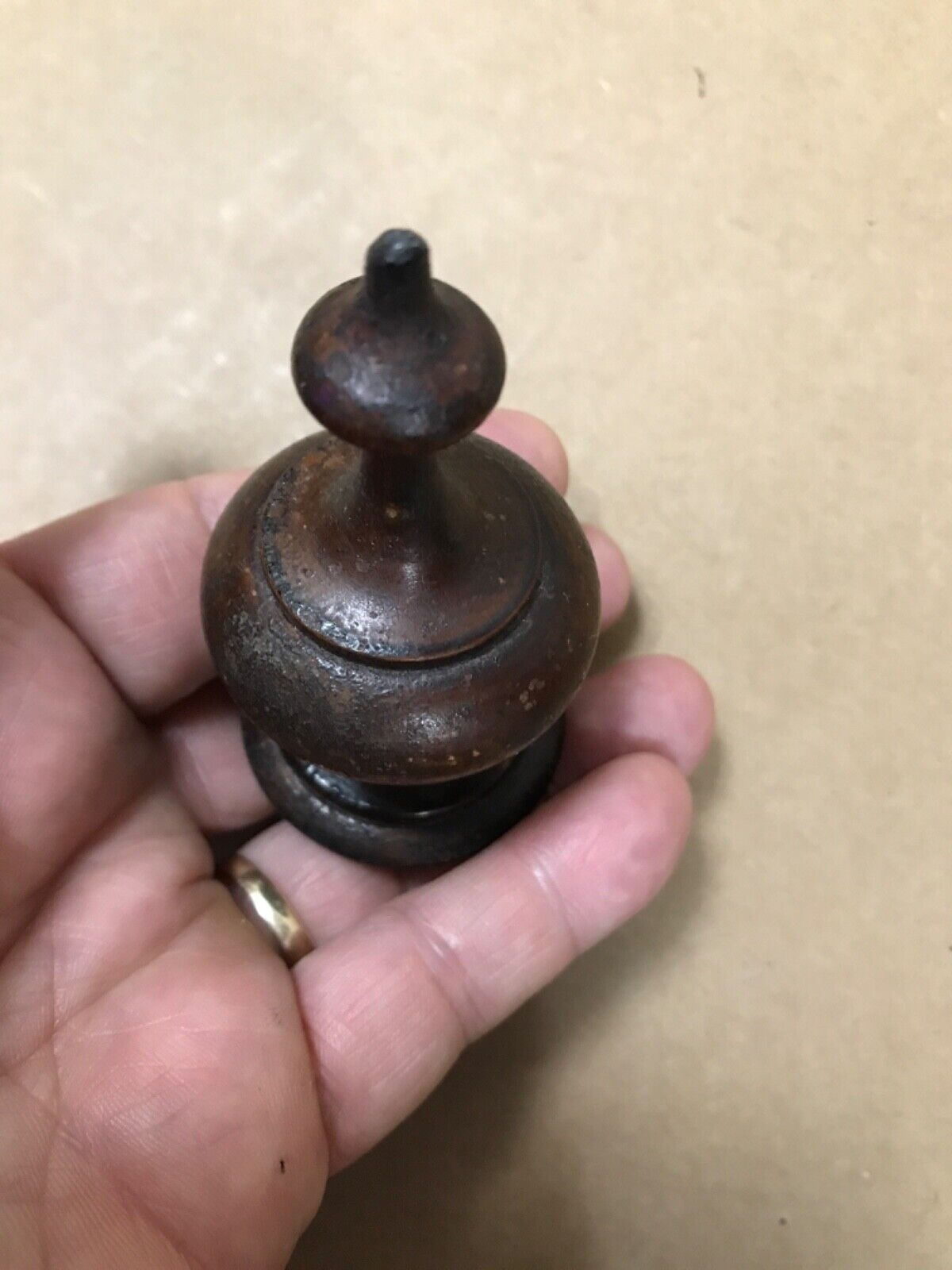 19th Century Mahogany Clock/Bed Finial With Original Patina