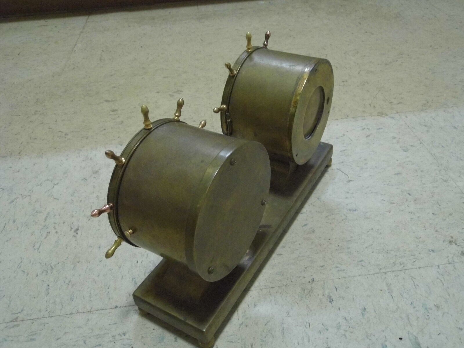 Waterbury Brass Ships Wheel Clock & Barometer Weather Station