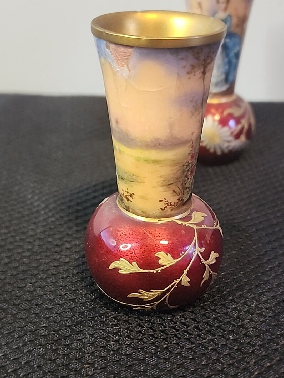 Pair of Rare 1800s Miniature French Limoge Vases