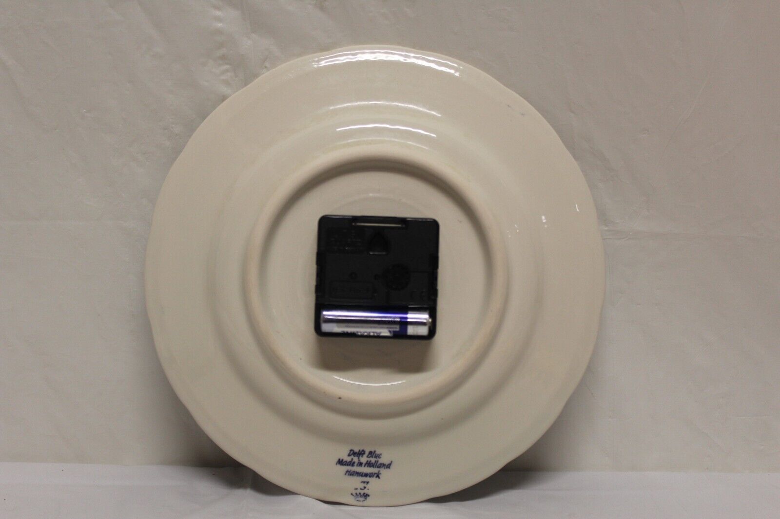 Vintage Delft Blue Wall Plate Clock 9" Windmill