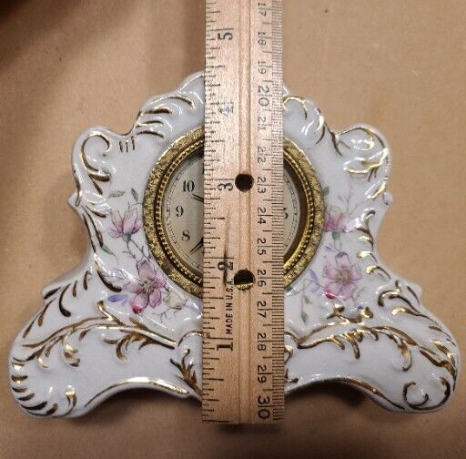 1800s NEW HAVEN Miniature Victorian Porcelain Mantel Clock