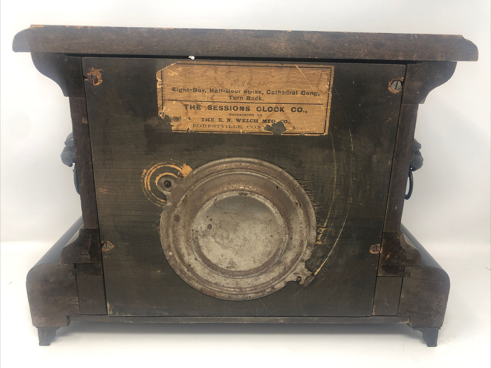 1900s Sessions Clock Co Mantle Clock with Cathedral Gong