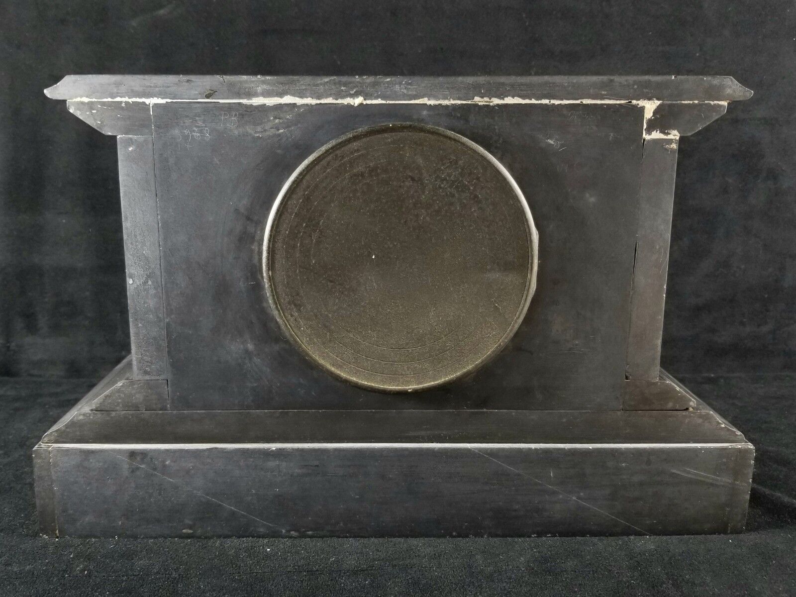Late 1800s Key Wind Slate Mantle Clock - Parker Bros Boston