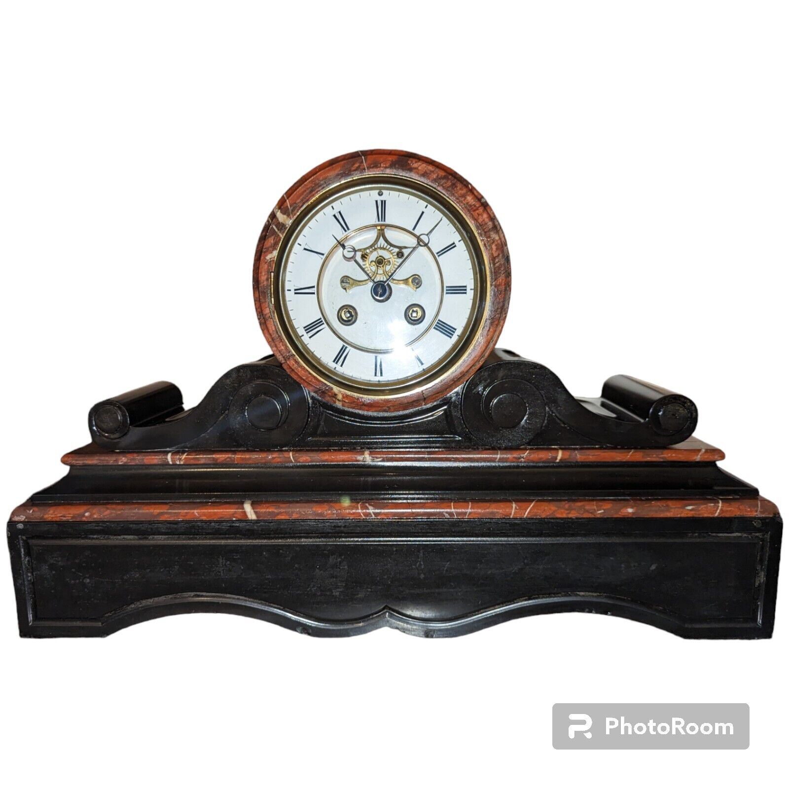 ✨ 1800s Machenaud Mantel Clock with Porcelain Face