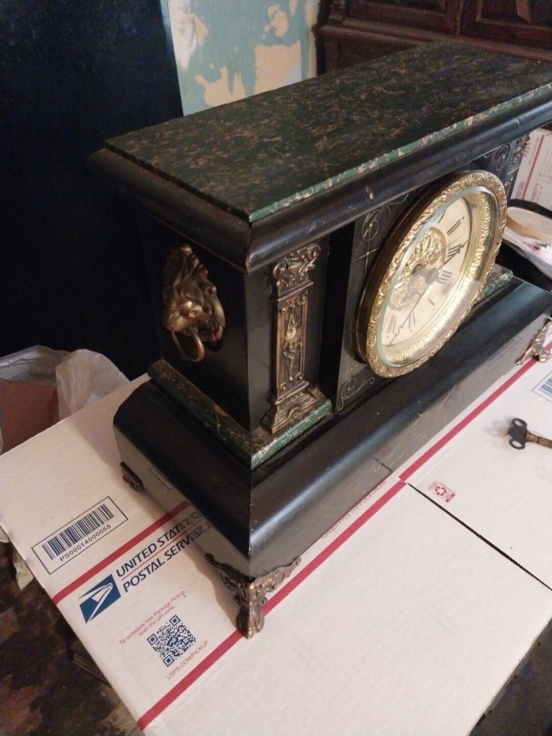 Late 19th Century Seth Thomas Black Mantle Clock