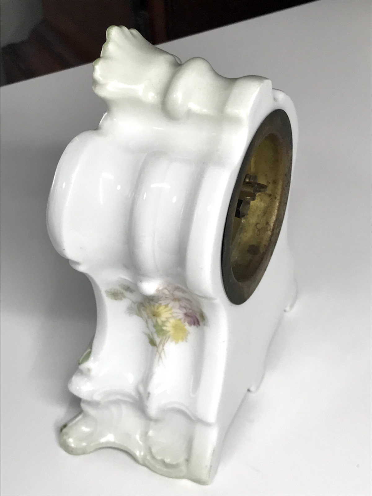 1800s Miniature Victorian Porcelain Wind-Up Mantel Clock