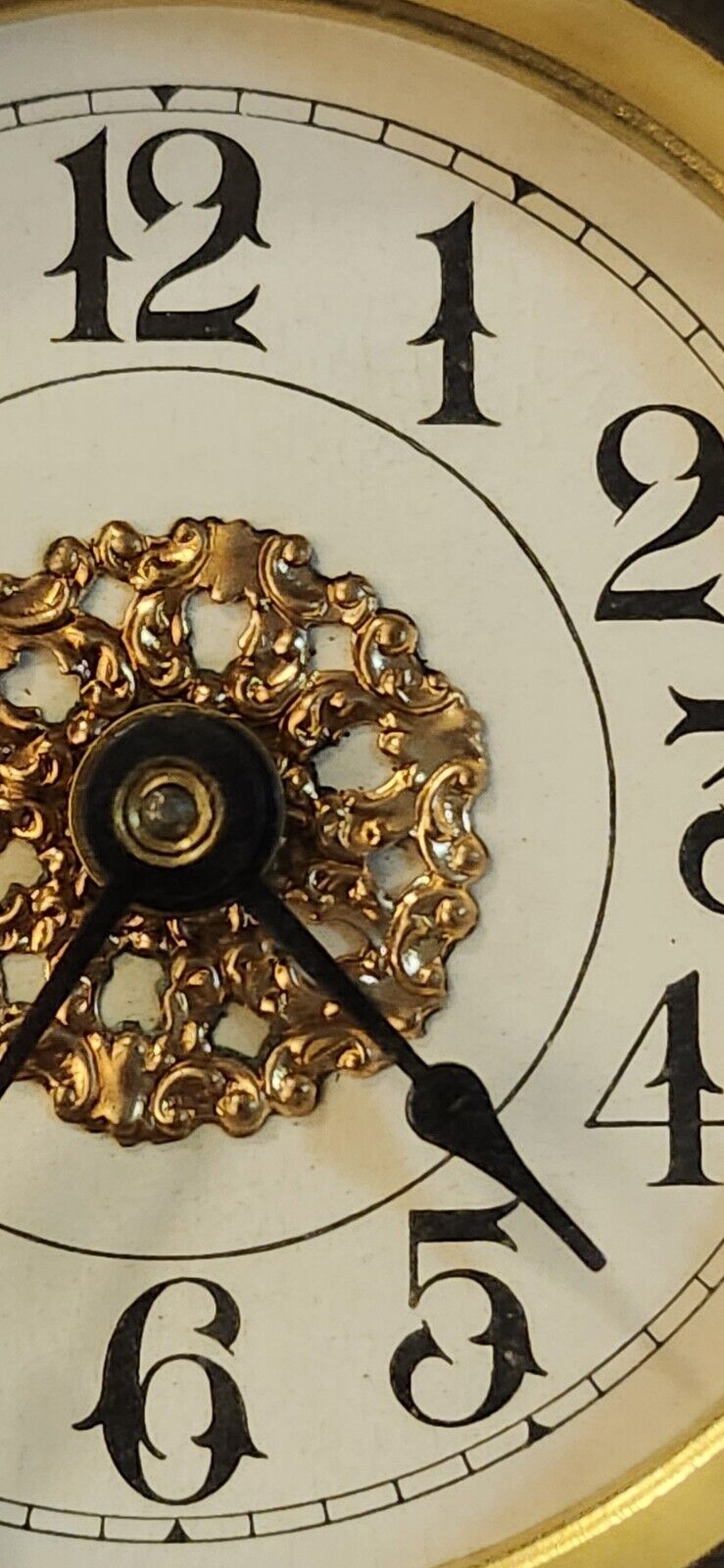 Antique Brass Filigree Wind-Up Clock from 1900 US