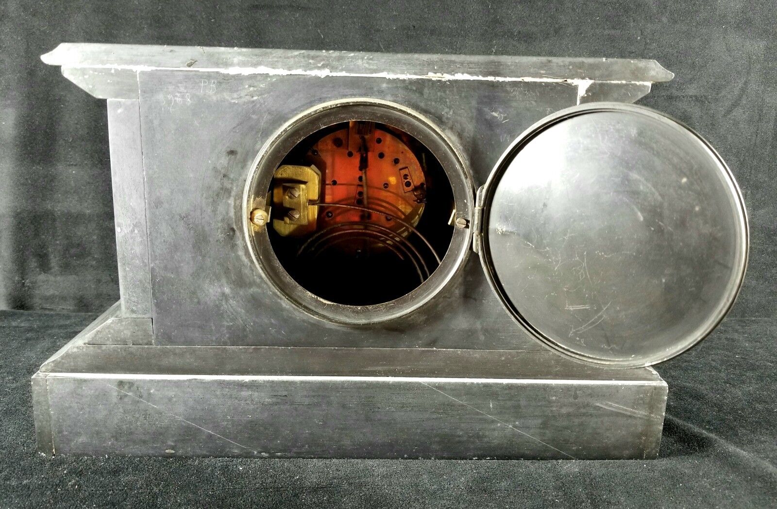 Late 1800s Key Wind Slate Mantle Clock - Parker Bros Boston