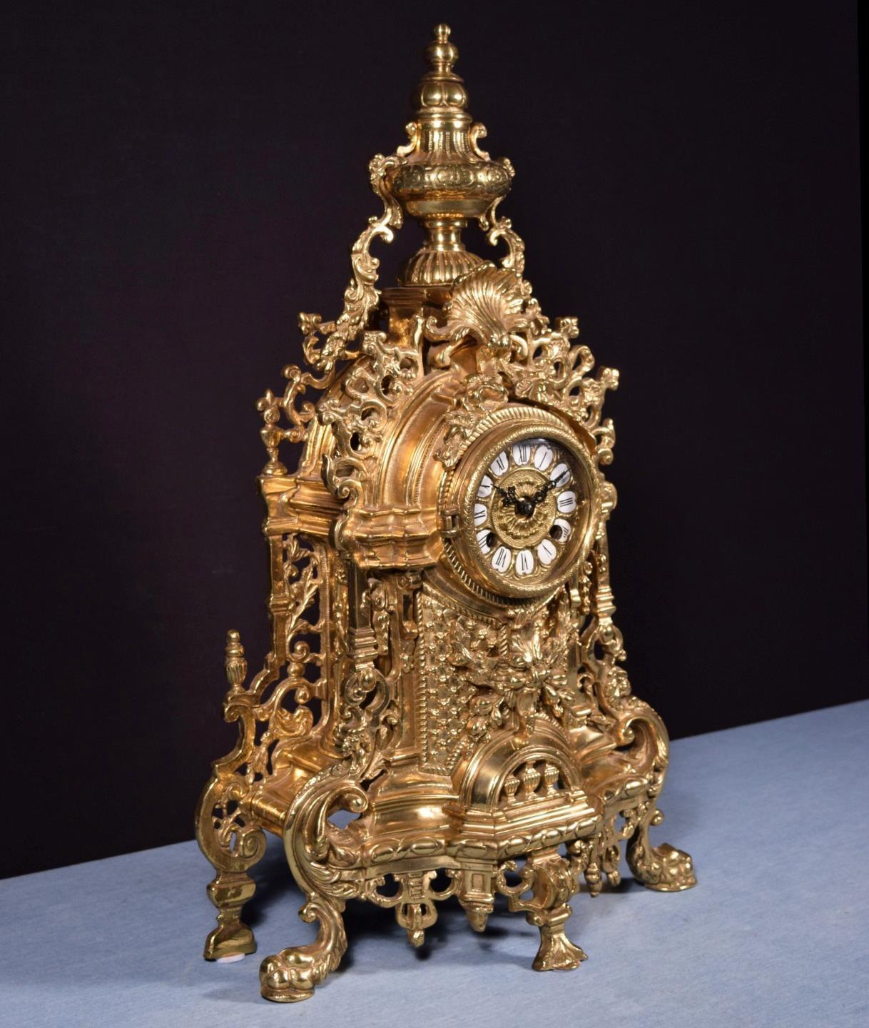Bronze Neo Gothic Mantel Clock with Hermle/FHS Artwork