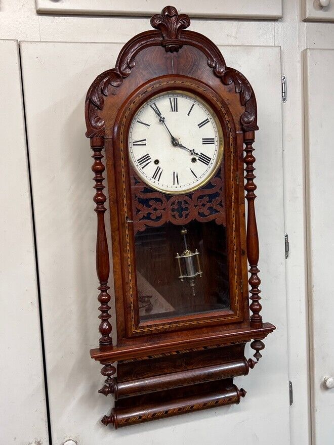 Antique E N Welch Drop Dial Wall Clock