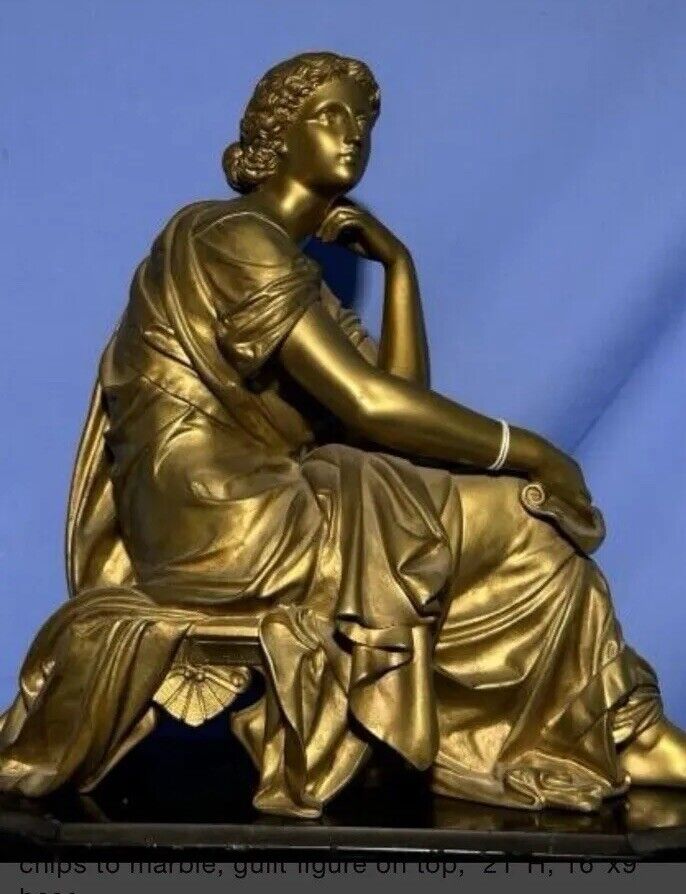 French Moreau Mantel Clock with Woman Figure