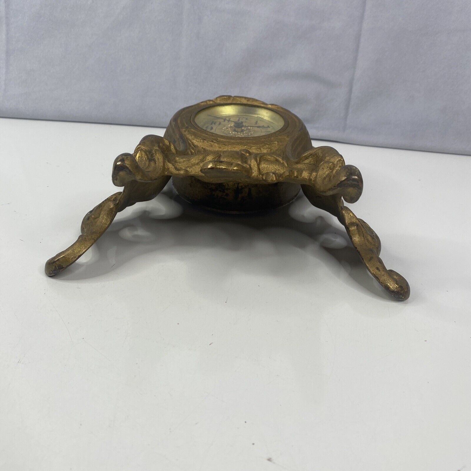 Early 1900's Brass Shelf Mantel Clock with Cherubs