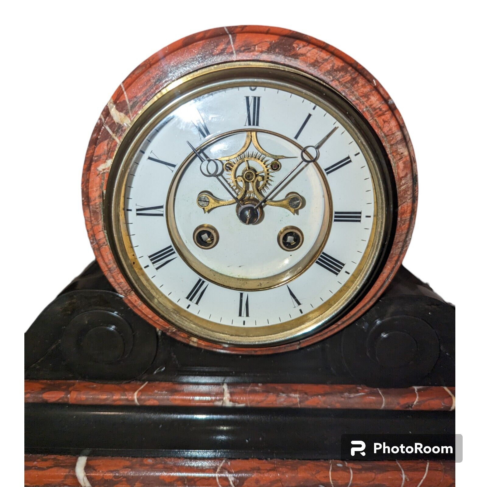 ✨ 1800s Machenaud Mantel Clock with Porcelain Face