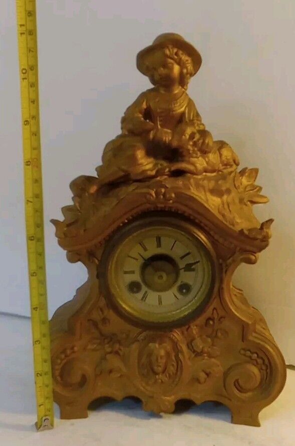 Terry Clock Co. Figural Statue Clock "Girl with Lamb