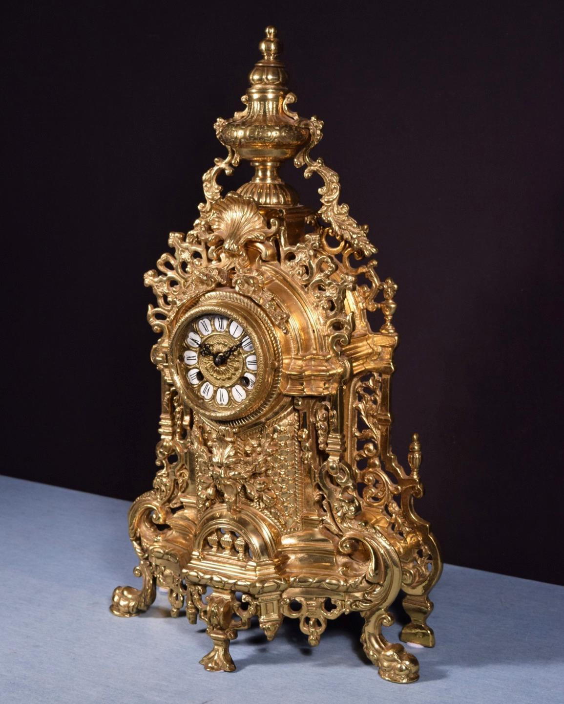 Bronze Neo Gothic Mantel Clock with Hermle/FHS Artwork