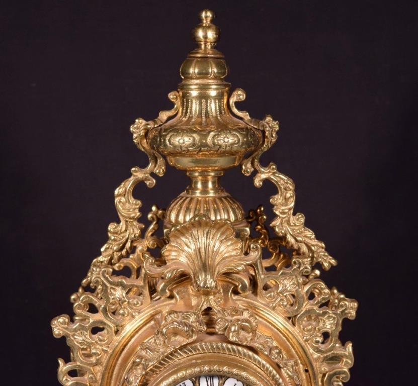 Bronze Neo Gothic Mantel Clock with Hermle/FHS Artwork