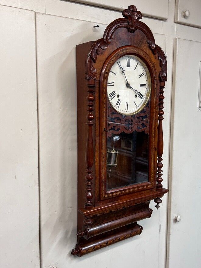 Antique E N Welch Drop Dial Wall Clock