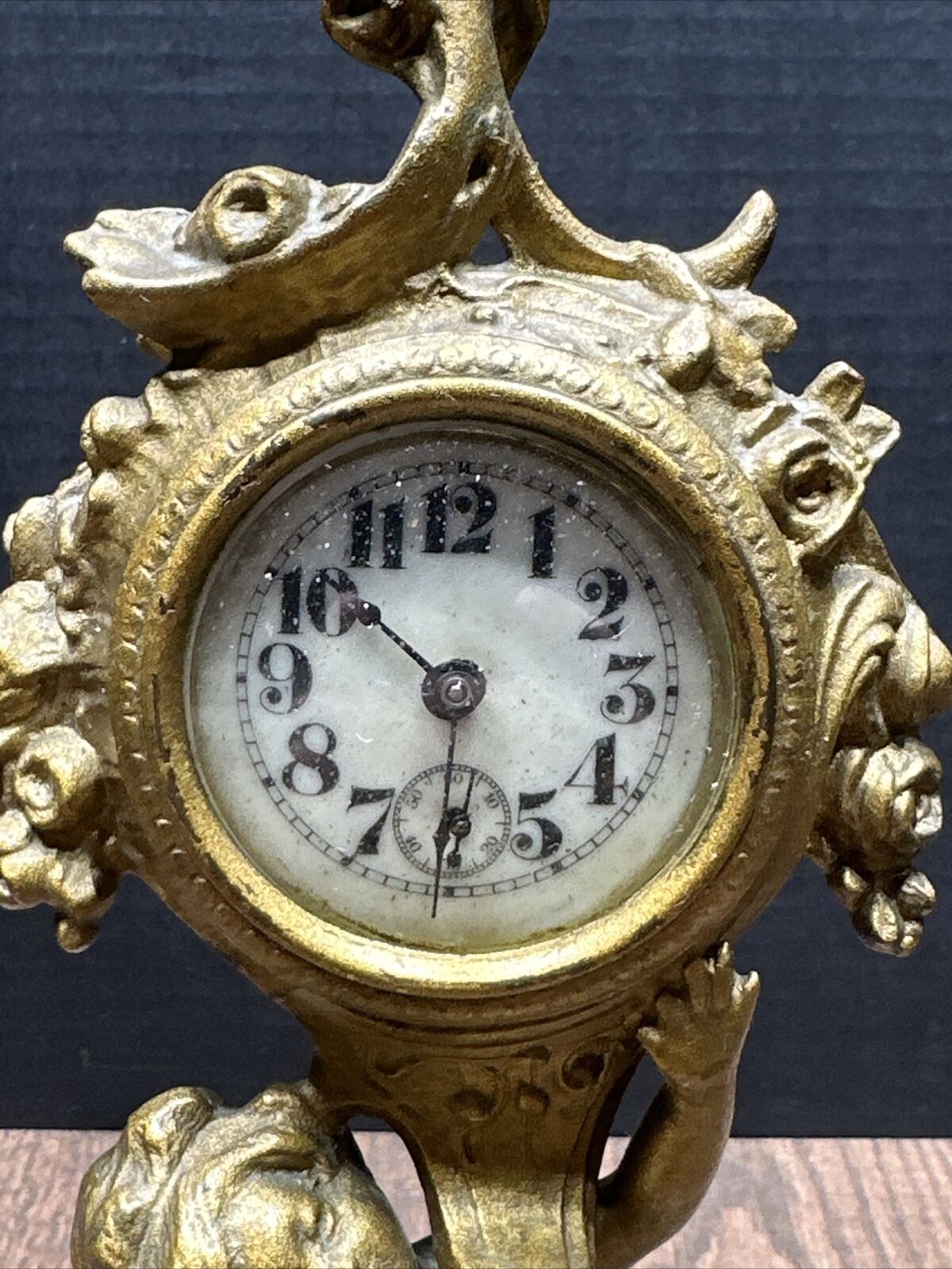 Bronze Cherub Clock for Table or Mantel Display