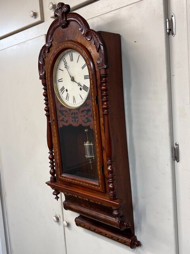 Antique E N Welch Drop Dial Wall Clock