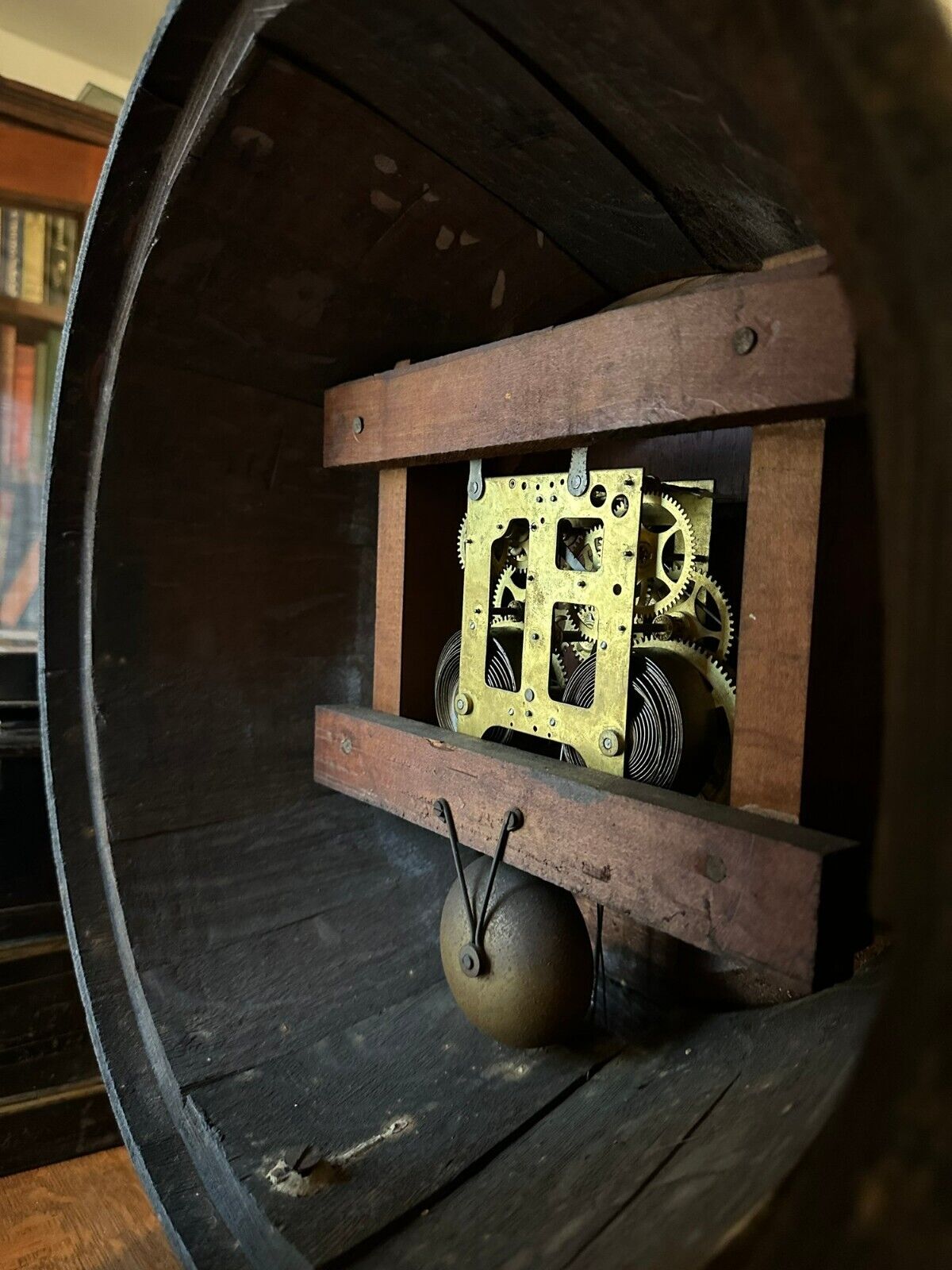 1800's "Old Methuselah" whiskey barrel clock - rare, unique