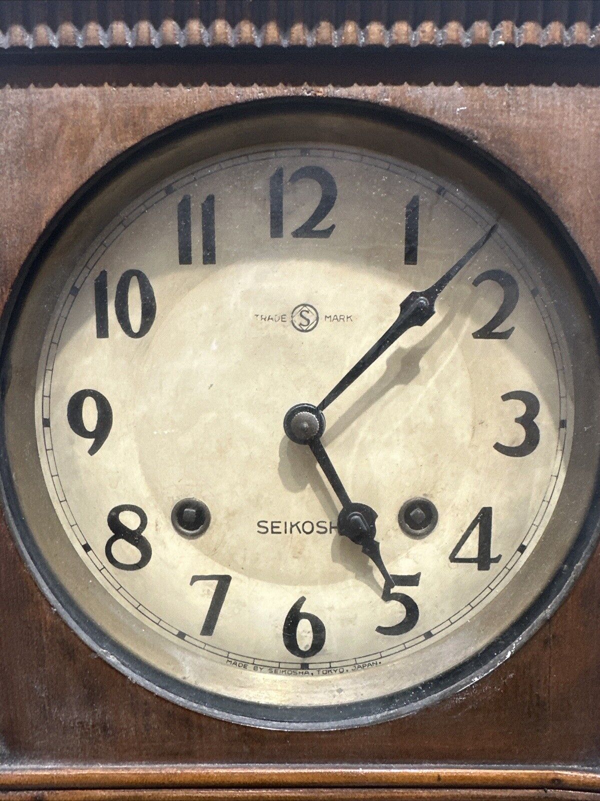 1900s Tokyo Japan Vintage Seikosha Wooden Key Wind Wall Clock