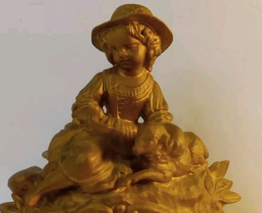 Terry Clock Co. Figural Statue Clock "Girl with Lamb