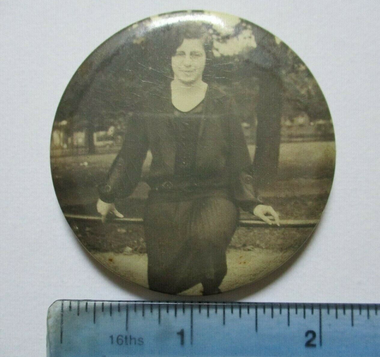 1900s Celluloid Photo Hand Pocket Mirror Vintage Antique