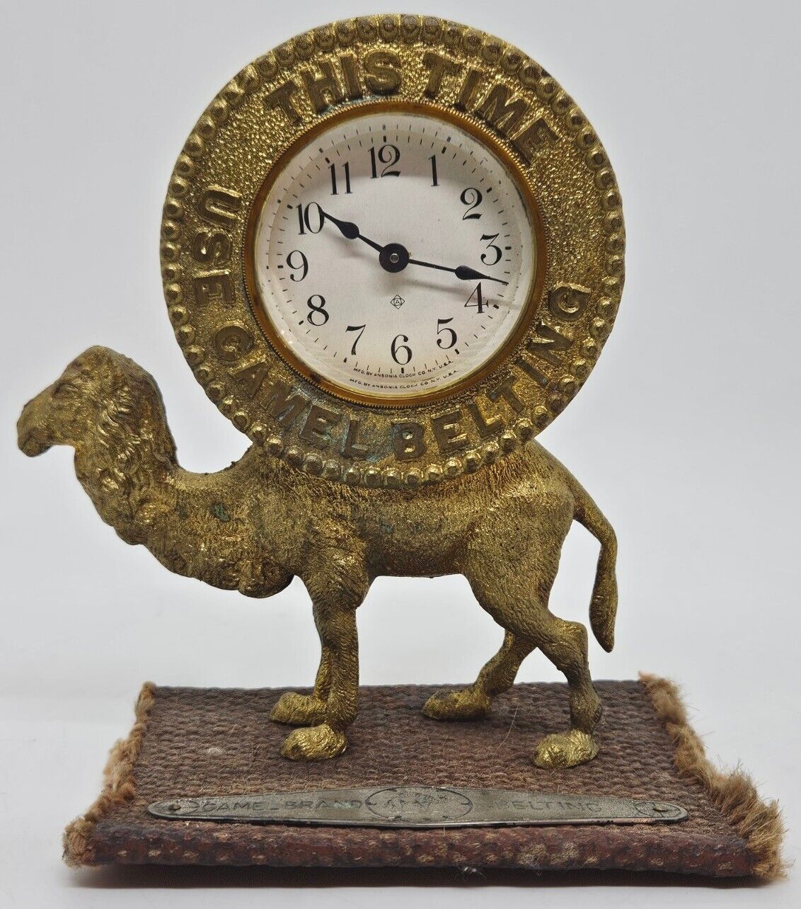 Ansonia "Camel Brand Belting" Victorian Advertising Clock 1800s