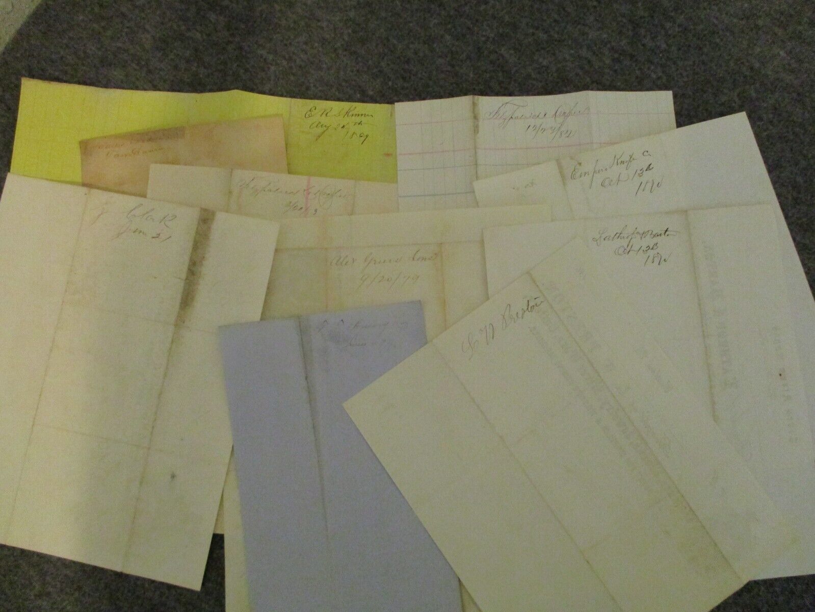1800s antique lot: knives, clocks, jewelry, receipts, Indian logos