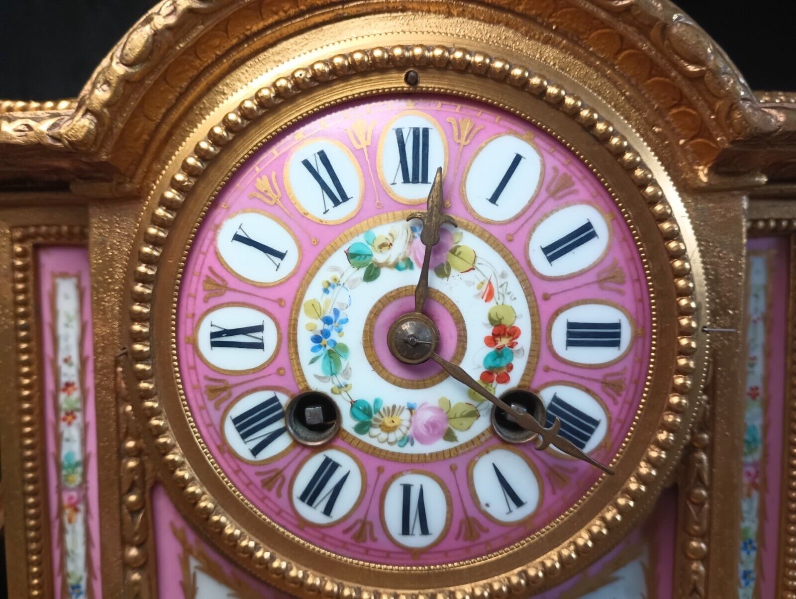 1800s Japy Freres Mantel Clock, Sevres Panels