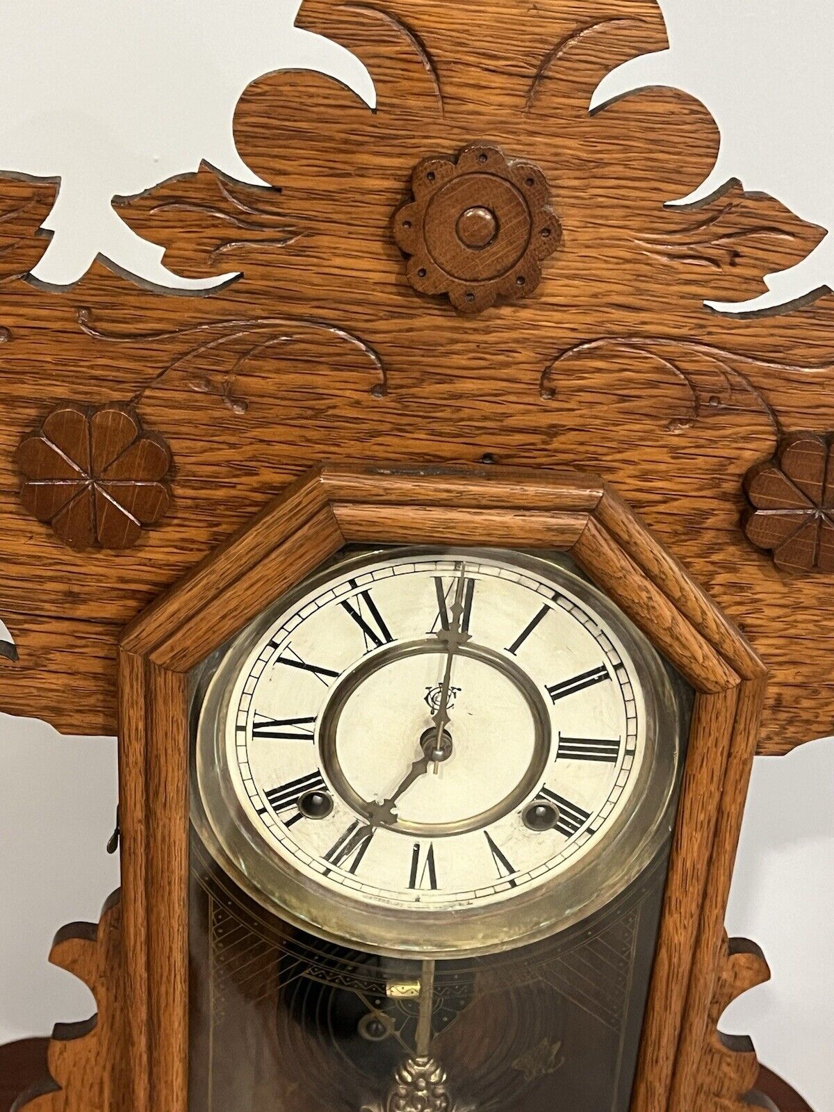 Restored 1800's Waterbury Victorian Shelf Mantel Clock Oak