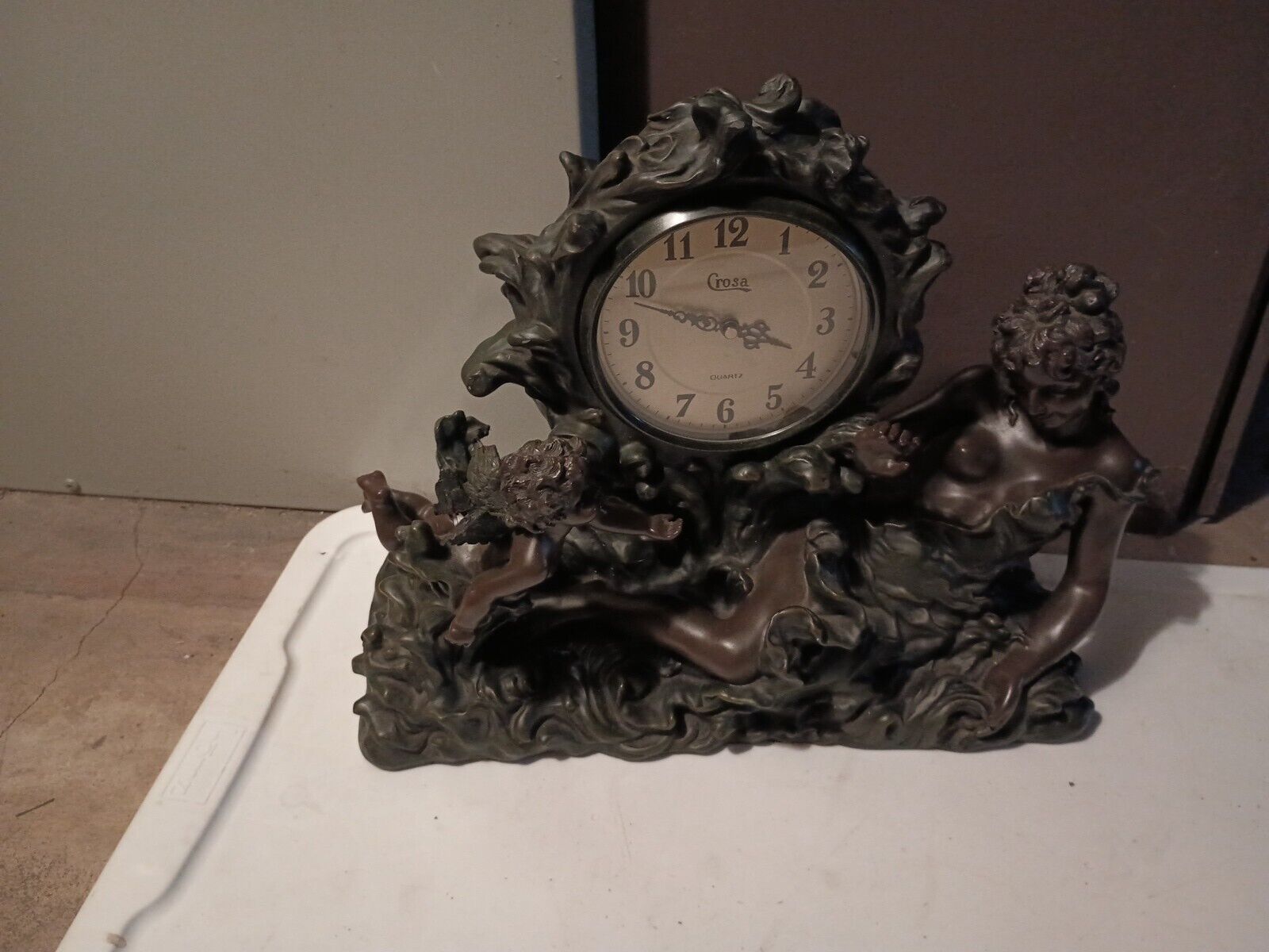 Rococo Style Mantel Clock with Cherub Putti Carvings