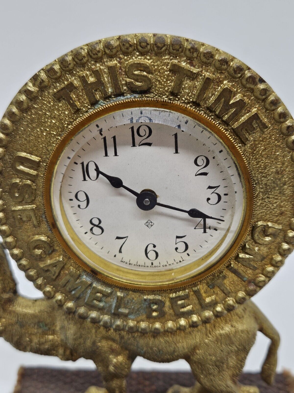 Ansonia "Camel Brand Belting" Victorian Advertising Clock 1800s
