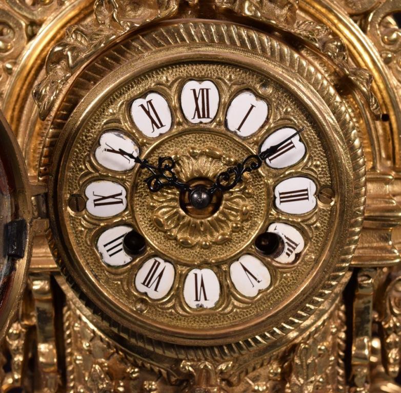 Bronze Neo Gothic Mantel Clock with Hermle/FHS Artwork