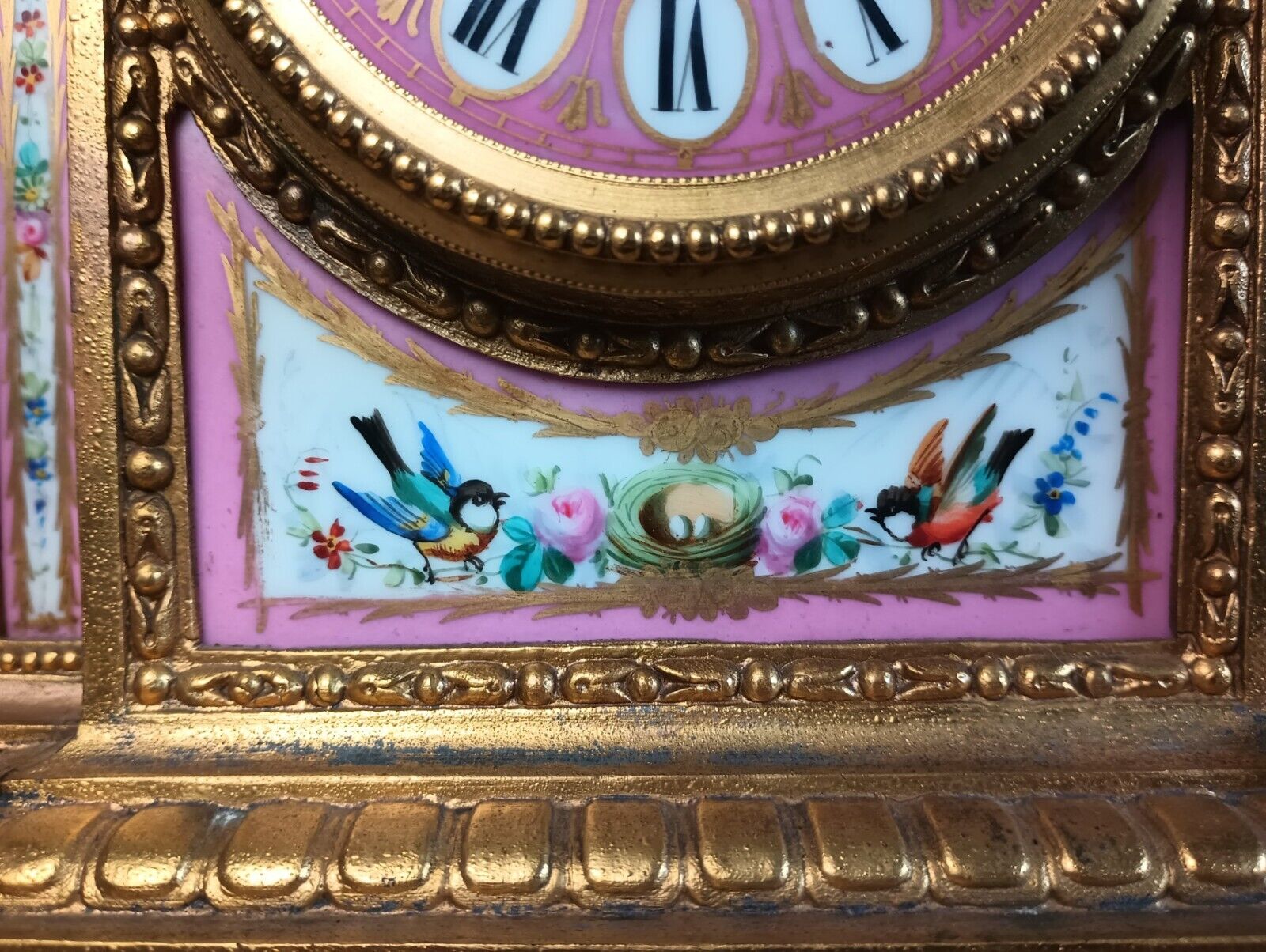 1800s Japy Freres Mantel Clock, Sevres Panels
