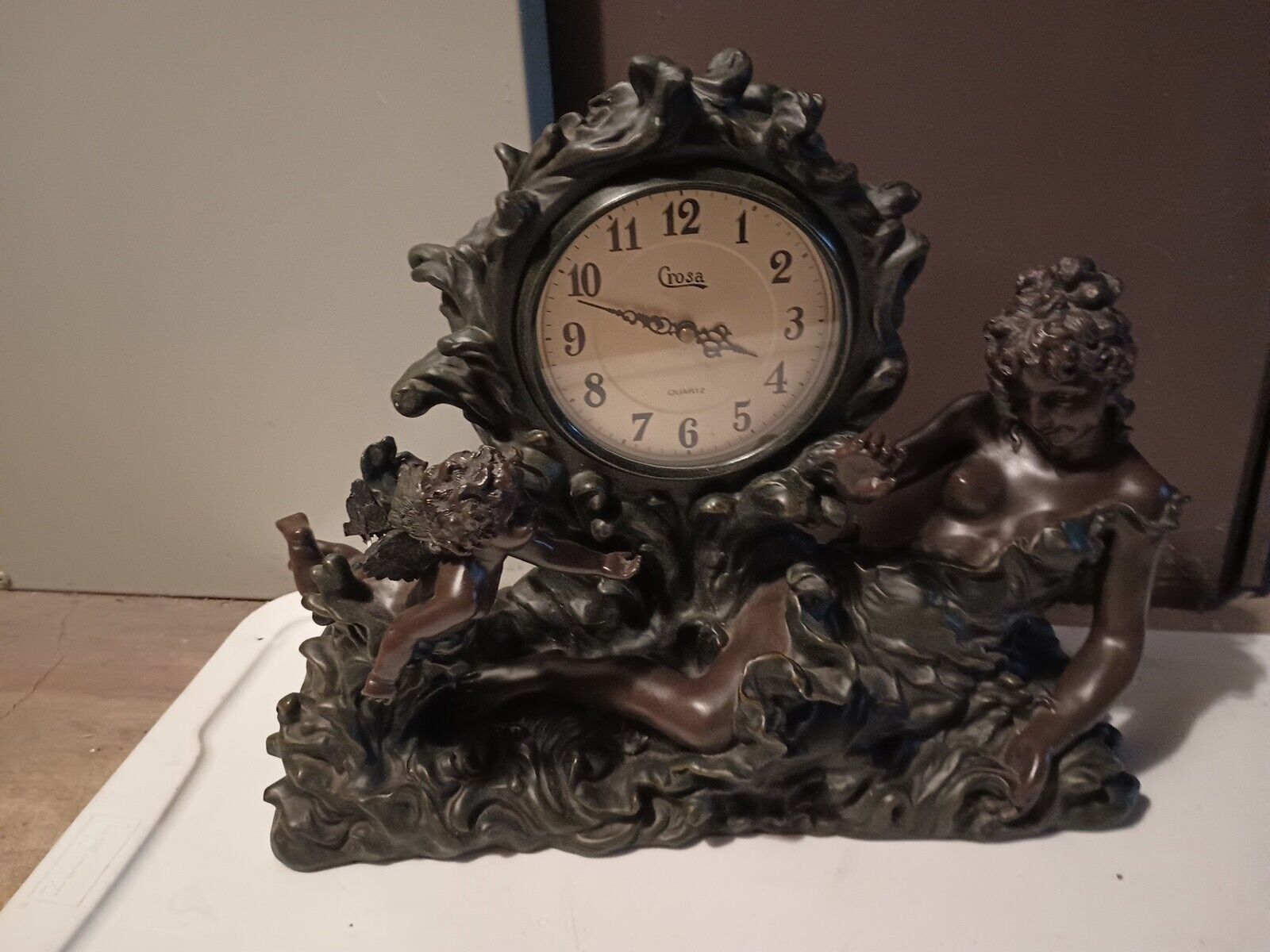 Rococo Style Mantel Clock with Cherub Putti Carvings