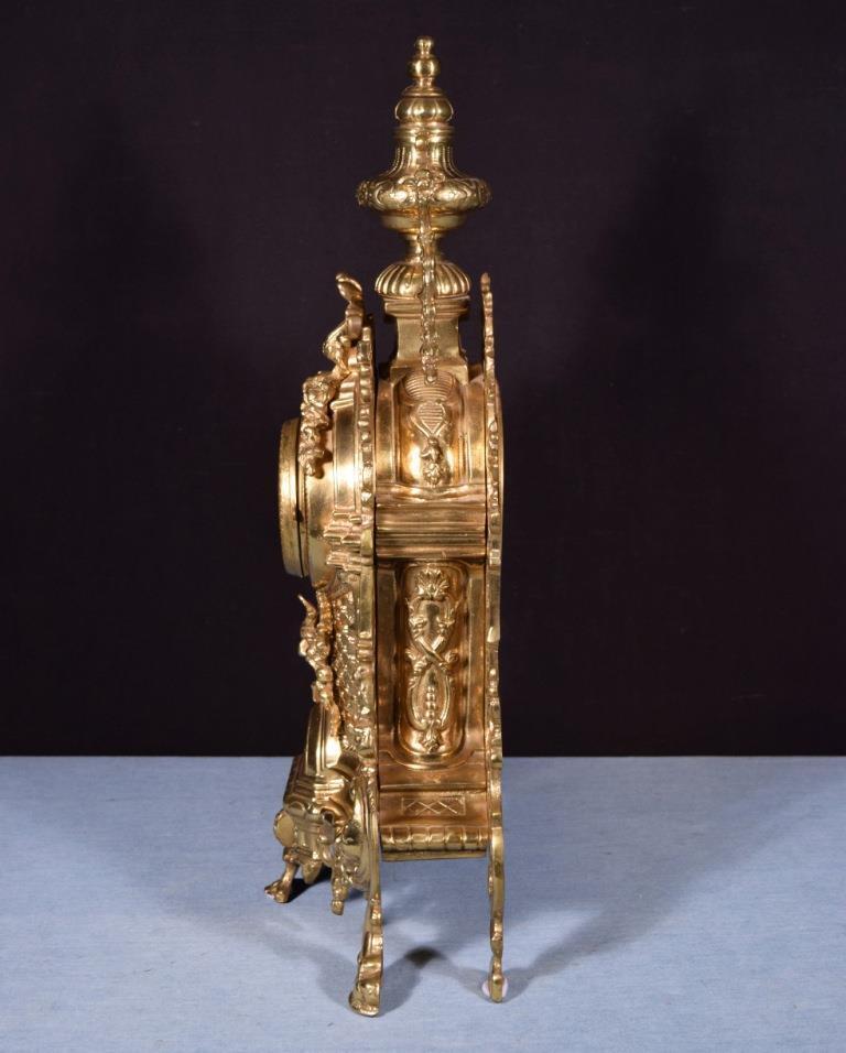 Bronze Neo Gothic Mantel Clock with Hermle/FHS Artwork
