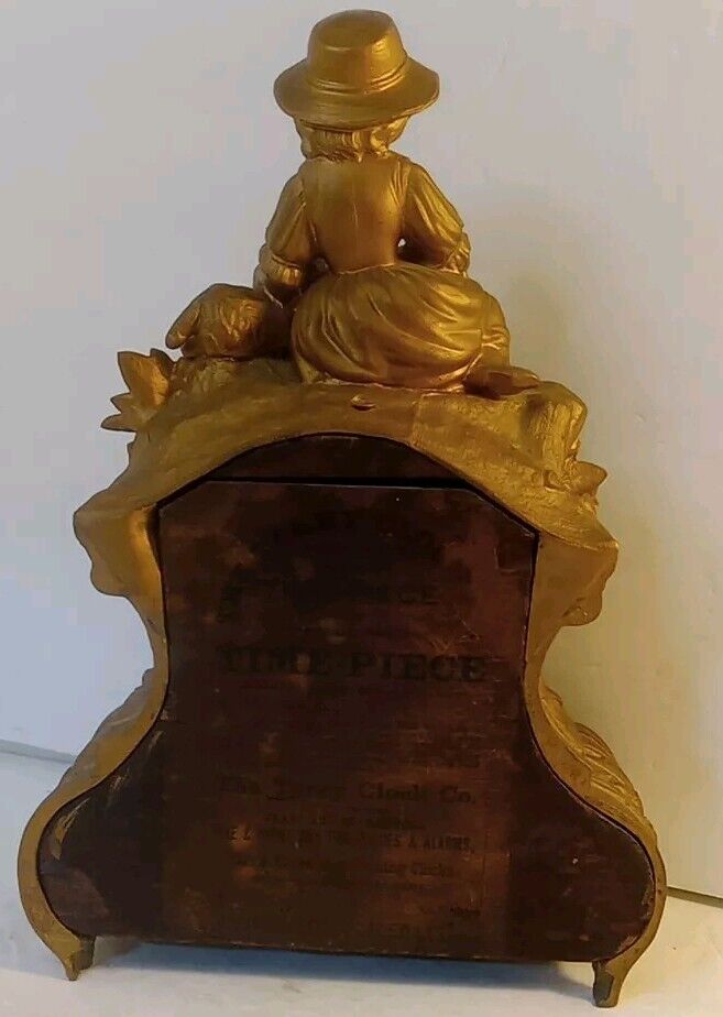 Terry Clock Co. Figural Statue Clock "Girl with Lamb