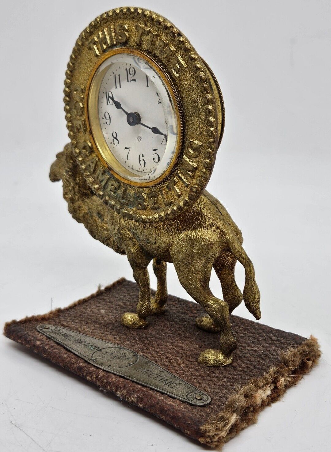 Ansonia "Camel Brand Belting" Victorian Advertising Clock 1800s