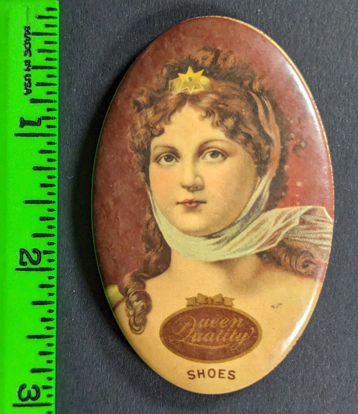 1900s Queen Quality Shoes Victorian Woman Advertising Mirror