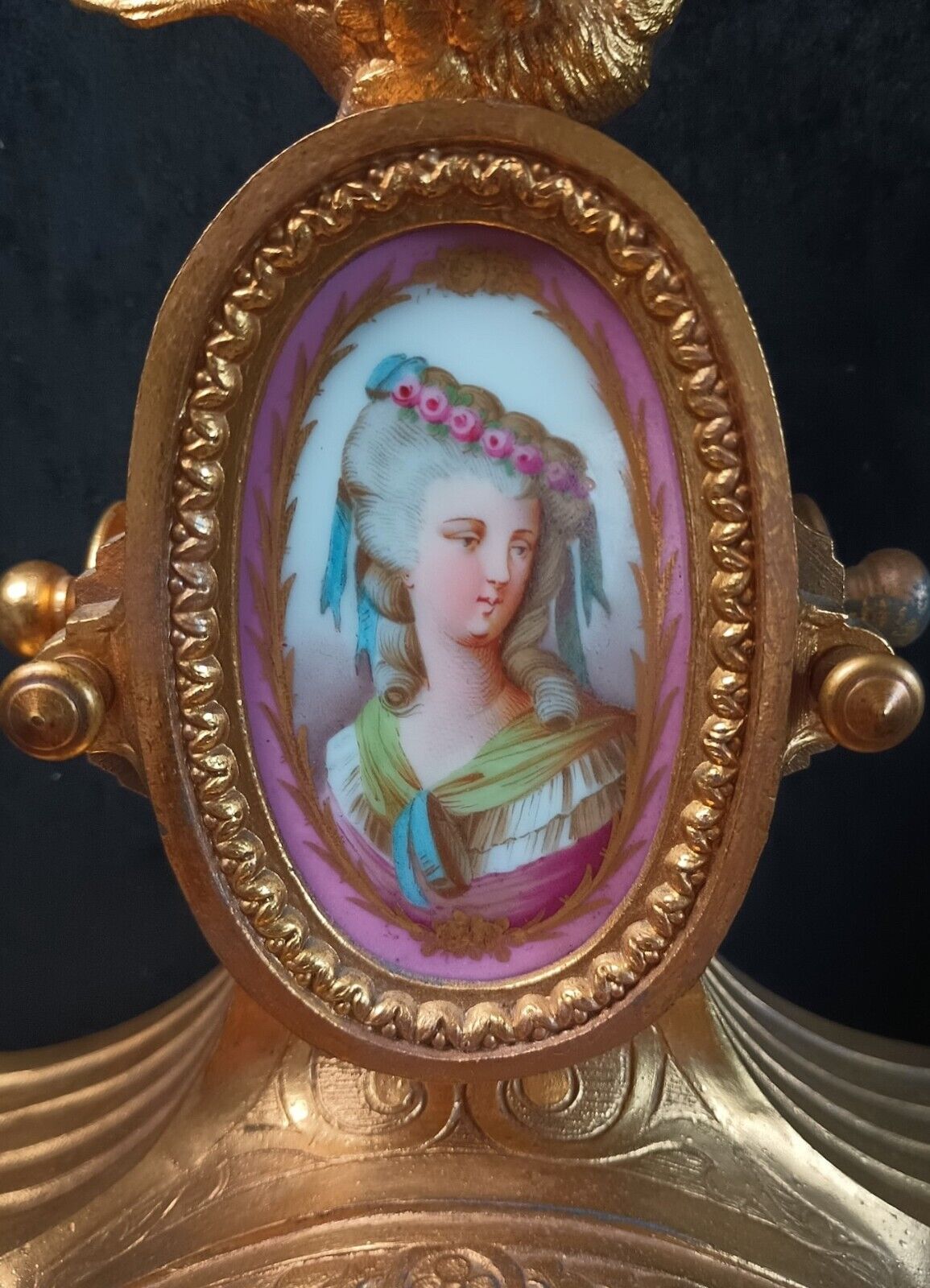 1800s Japy Freres Mantel Clock, Sevres Panels