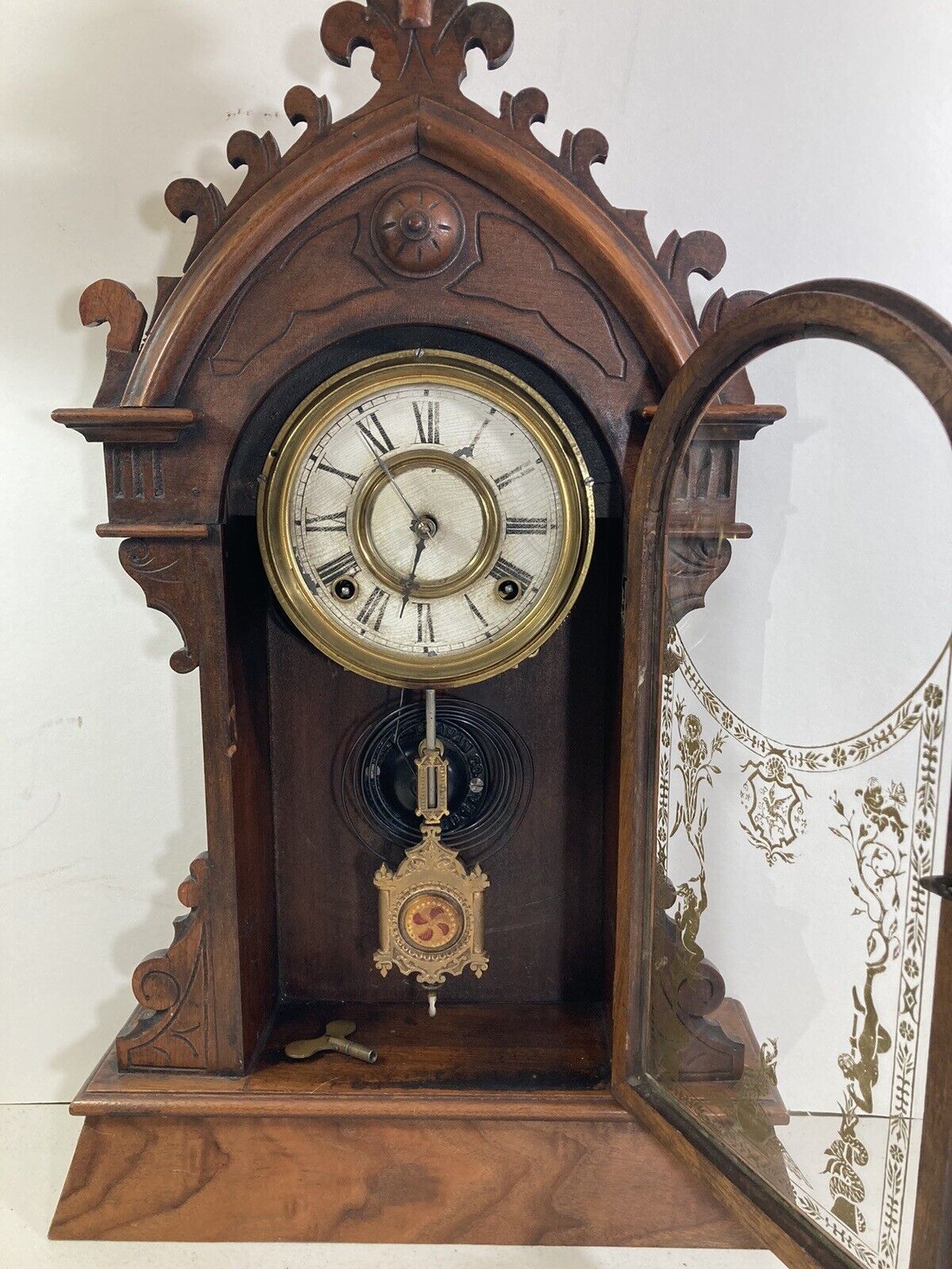 1800s E.N. Welch Mantel Clock Forestville Conn. for Parts/Repair