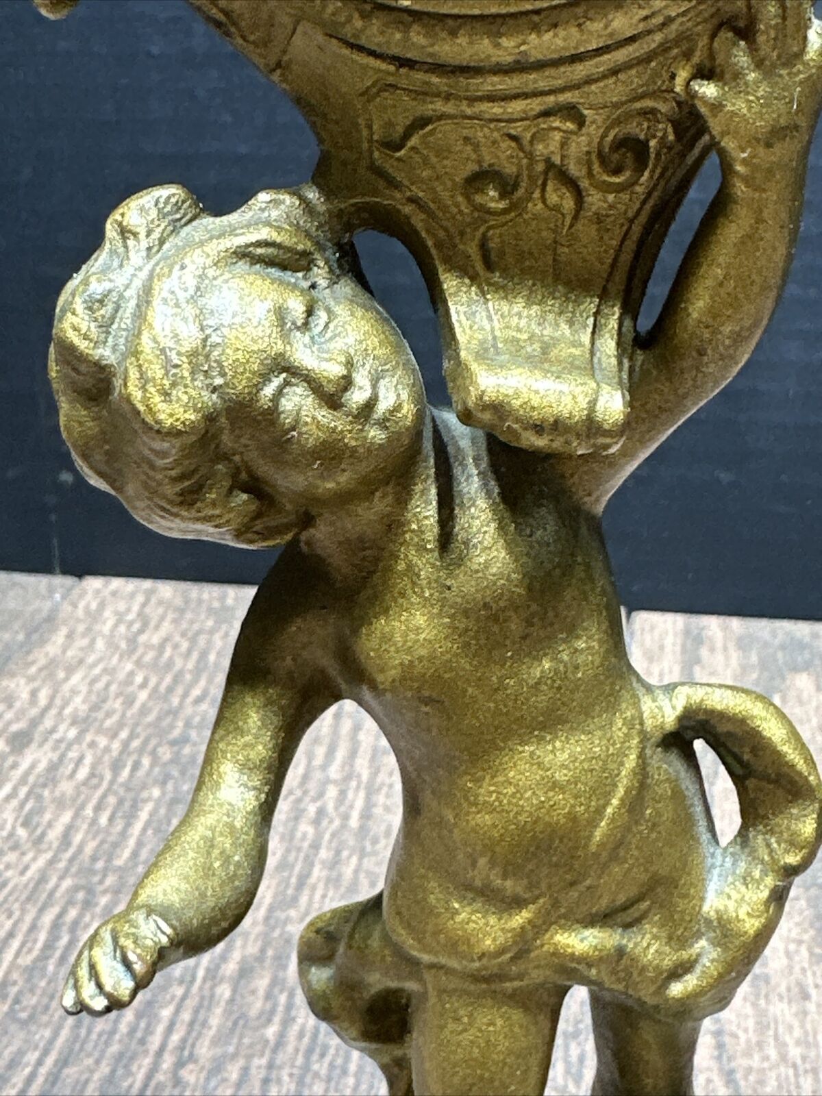 Bronze Cherub Clock for Table or Mantel Display