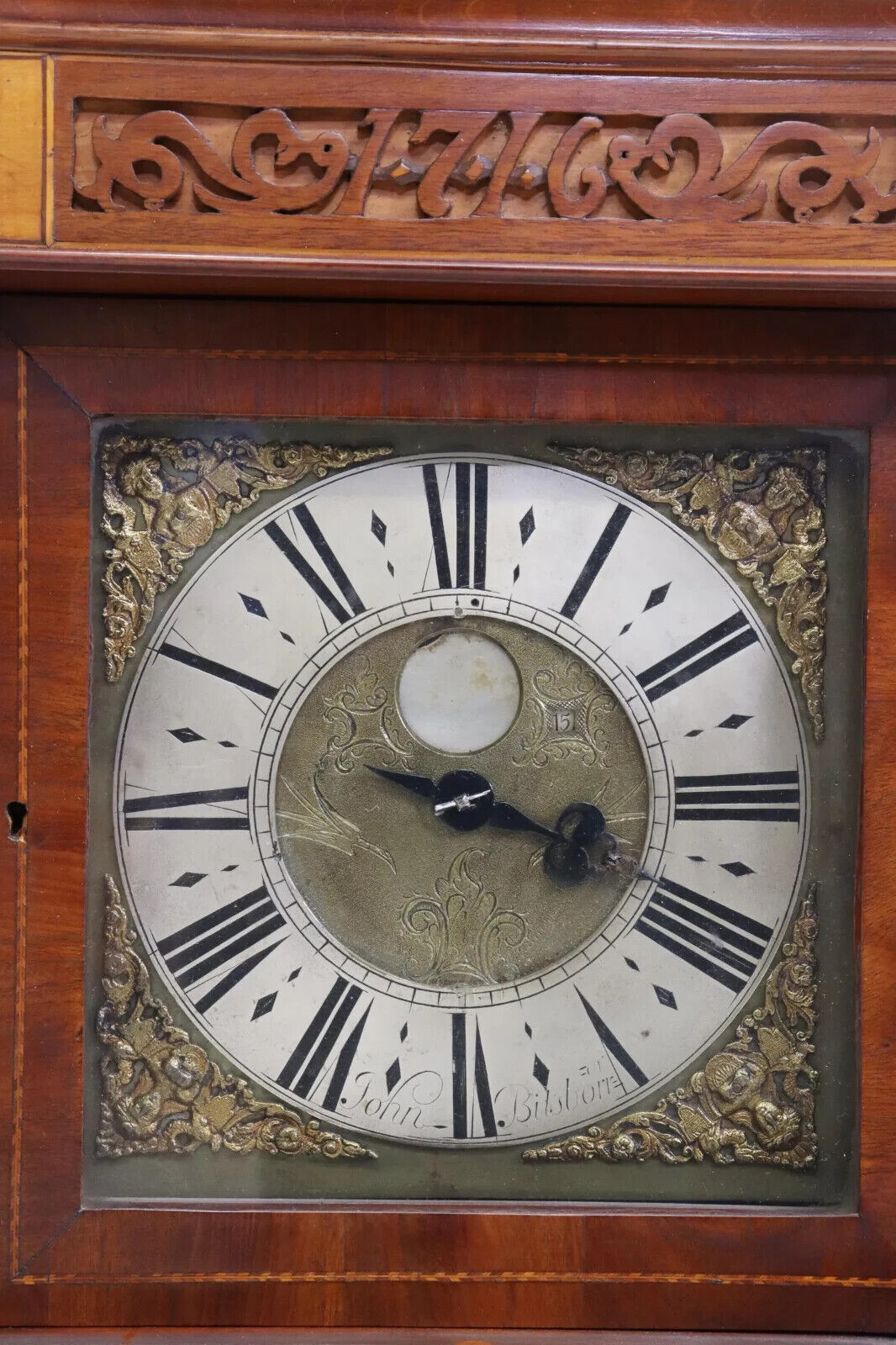 Georgian Period Mahogany Wall Clock with Crest