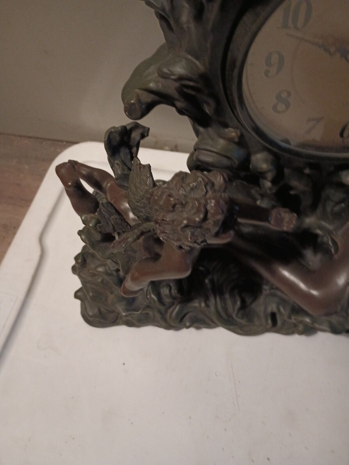 Rococo Style Mantel Clock with Cherub Putti Carvings