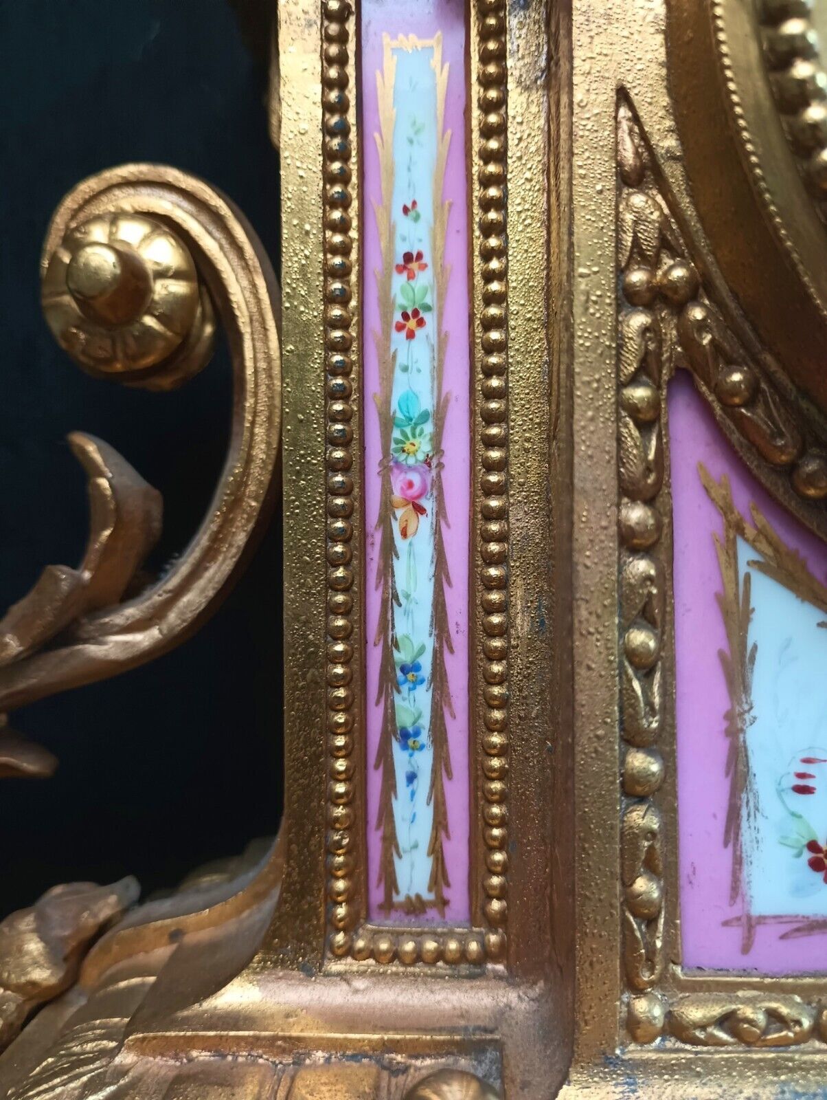 1800s Japy Freres Mantel Clock, Sevres Panels