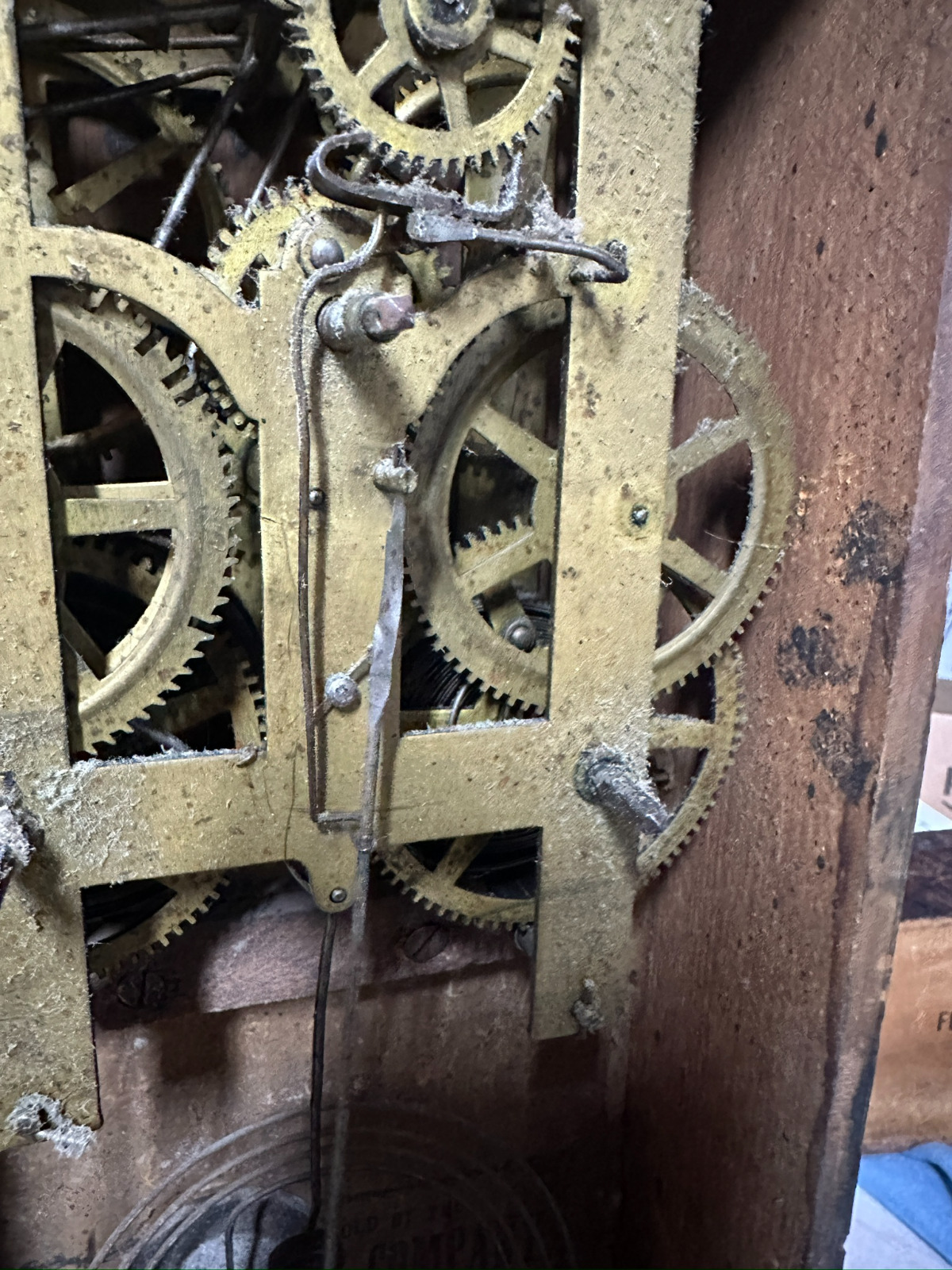 1800s American clock company cast iron mantle with gilt